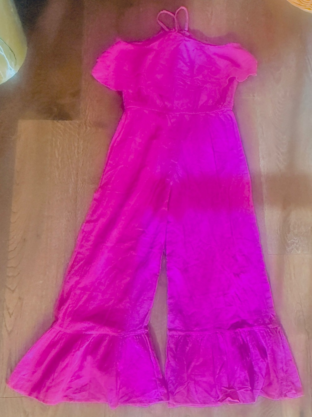 Janie and Jack Fuchsia Gauze Halter Jumpsuit